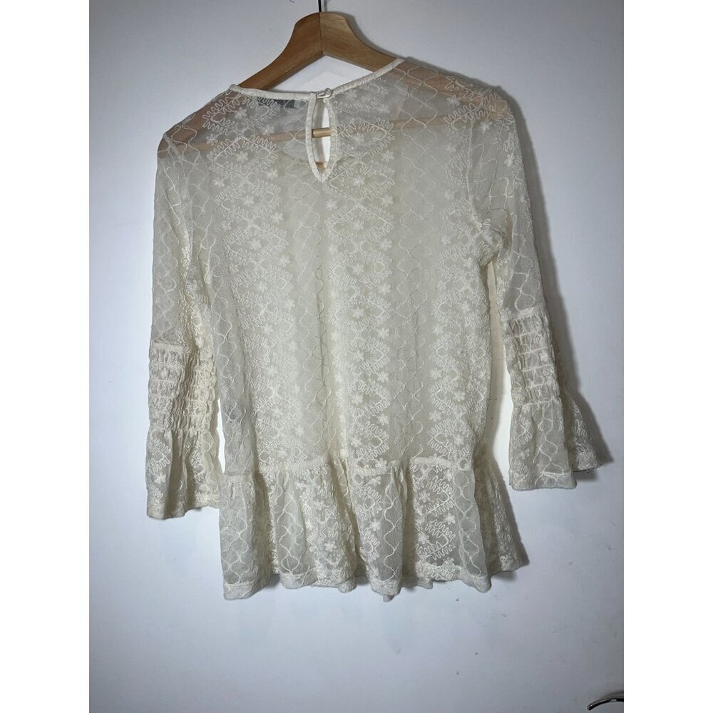 Ro&de Womens Lace Peplum Top White Size XS - Picture 4 of 9